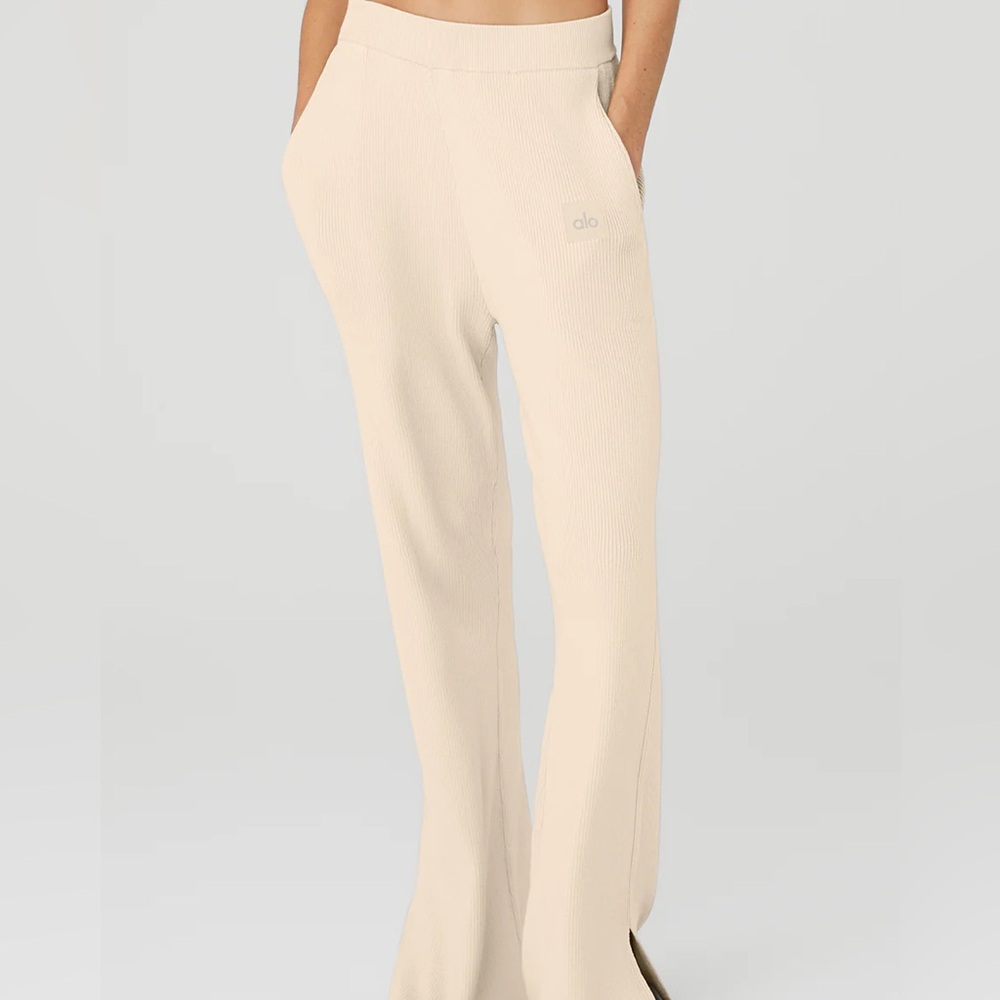 Alo Knit High-Waist Salana Wide Leg Pant, size Medium